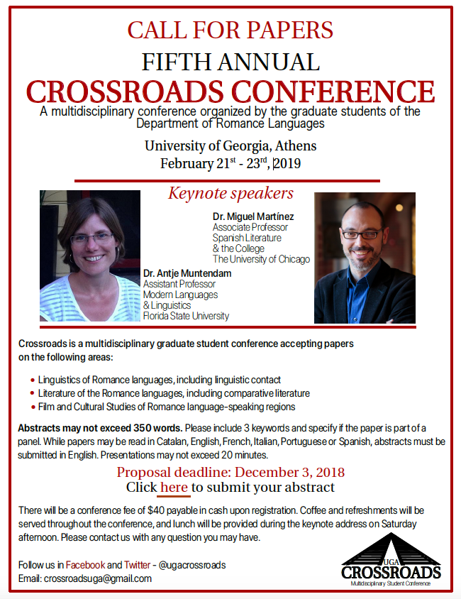 Call for Papers for the 2019 Crossroads Conference