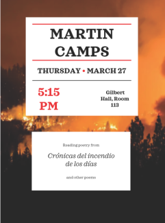 informational flyer with burning woods in background